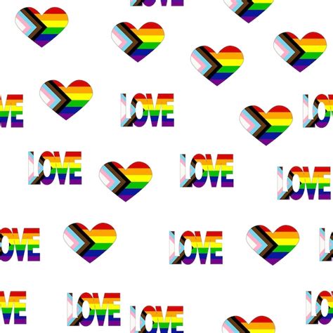 Premium Vector Seamless Pattern With New Lgbt Flag Hearts Text Flower