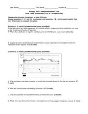 BIOL 200 Midterm Practice Last Name First Name Student Biology