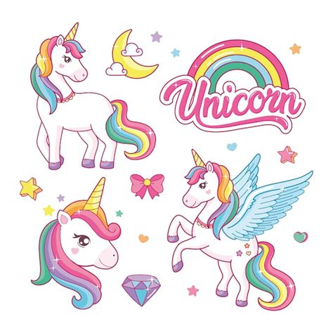 Unicornio De Dibujos Animados Vector Premium