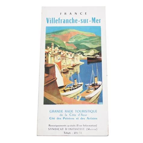 ANCIEN DÉPLIANT guide touristique Villefranche sur Mer EUR 10 00