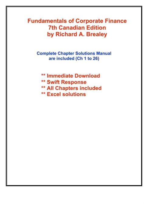 Fundamentals Of Corporate Finance 6th Edition Brealey Solutions 1