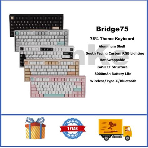 Bridge Wireless Mechanical Keyboard Gasket Rgb Hot Swappable Custom Mechanical Keyboard