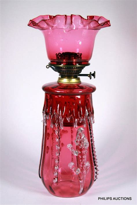 Victorian Cranberry Glass Crocodile Oil Lamp Lamps Kerosene Oil And Paraffin Lighting