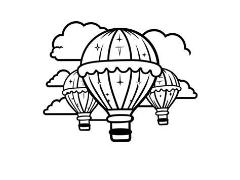 Cute Whimsical Hot Air Balloon Coloring Page