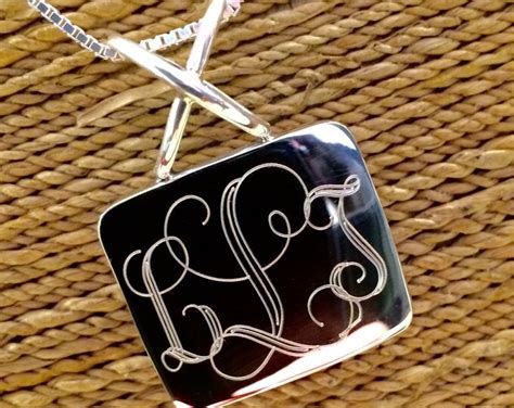 Sterling Silver Monogrammed Necklace rectangle Shaped - Etsy