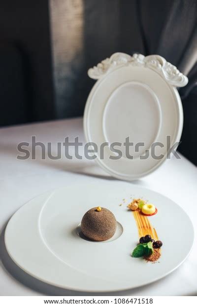 Fine Dining Chocolate Dessert On Big Stock Photo 1086471518 | Shutterstock