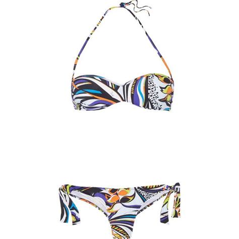 Emilio Pucci Printed Bandeau Bikini 199 Via Polyvore Featuring