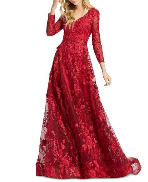 Mac Duggal Embellished Floral Appliqué Gown In Red Lyst