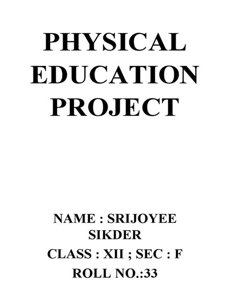 Physical Education Project Pdf