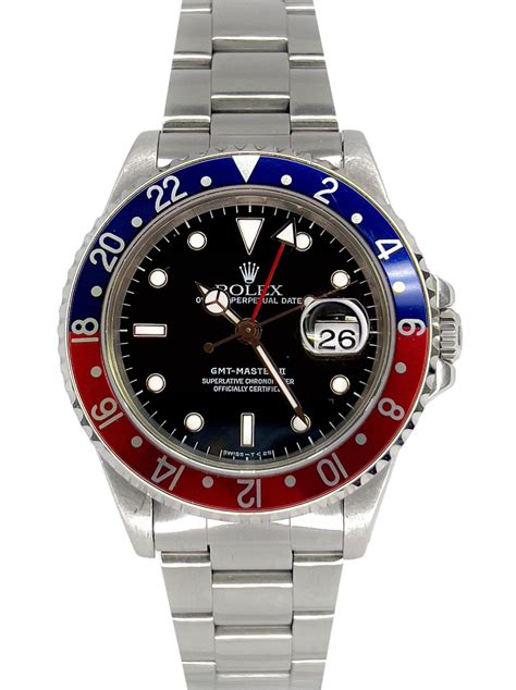 Rolex Gmt Master Ii Pepsi Bezel Black Index Stainless Steel