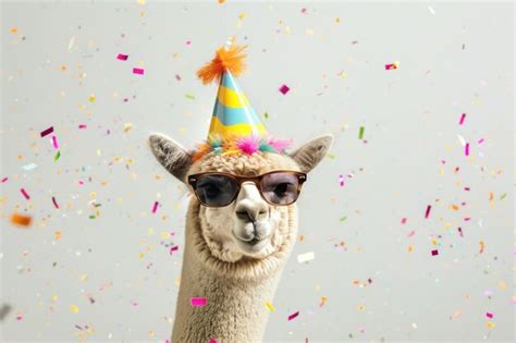 Premium Photo Alpaca With Party Hat And Sunglasses On White