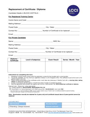 Fillable Online Replacement of Certificate Diploma Fax Email Print ...