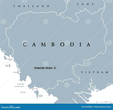 Mappa Politica Della Cambogia Illustrazione Vettoriale Illustrazione