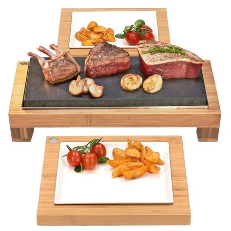 The Raised Sharing Steak Plate Server Hot Stone Cooking Set Yumbles
