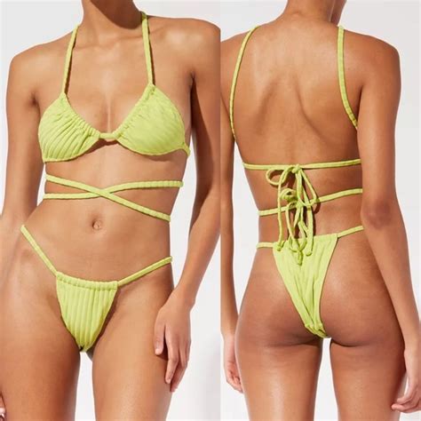 Solid Striped Swim Solid Striped Raine Bikini Set Med Multiway