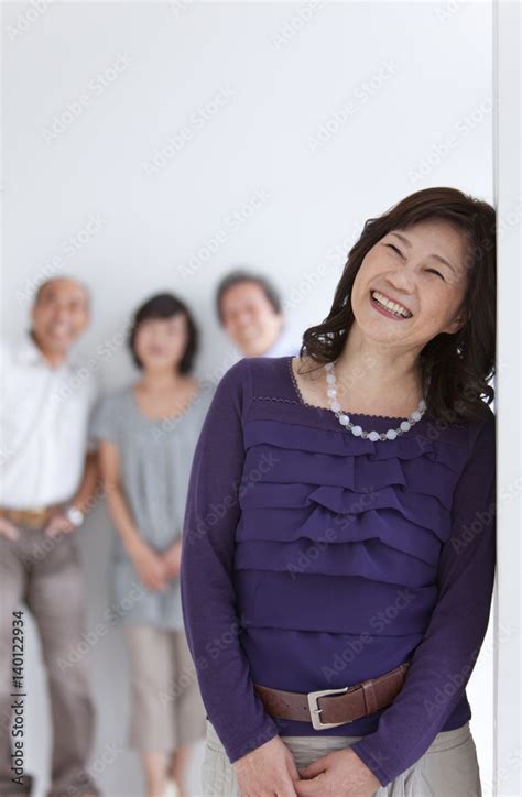 Mature Woman Three Friends In Background Stock Photo Adobe Stock