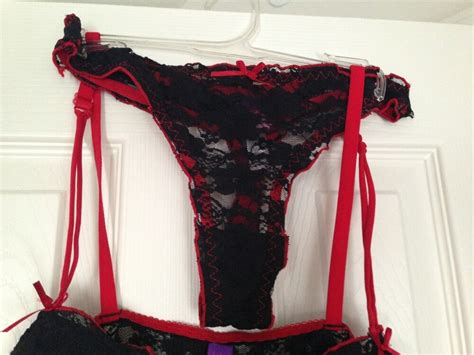 Just Sexy Lingerie Intimates Black Red Lace Trim Teddy Babydoll Set Sexy Medium EBay