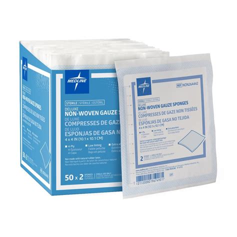 Medline Deluxe Ns Nonwoven Gauze Sponge 2s 4ply 4x4 1200ct