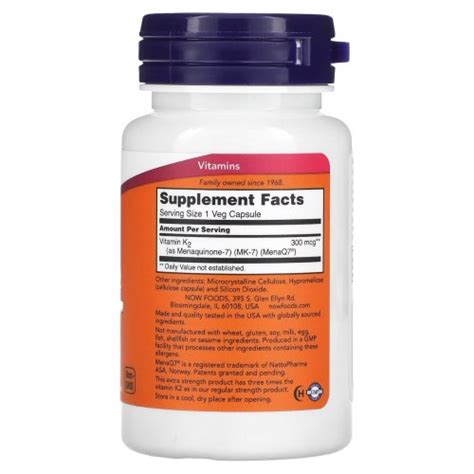 Now Foods Vitamin K Mk Mcg Veg Capsules