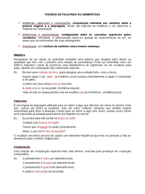 Figuras De Palavras Ou Semanticas - Figuras de Palavras Ou Semânticas | PDF | Metáfora | Linguagem natural