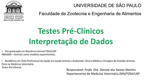 e Aulas da USP Testes pré clínicos