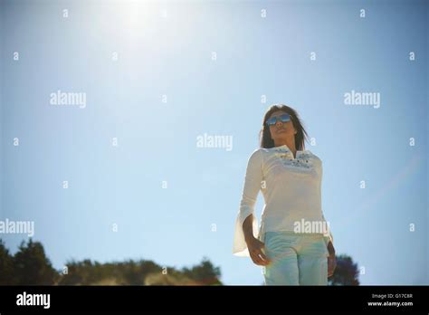 Woman Under Hot Sun Stock Photo Alamy