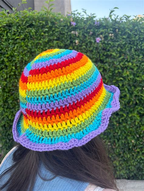 Gay Pride Flag Crochet Bucket Hat Handmade Etsy