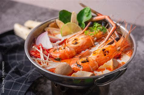 Tom Yum Kung Thai Food Style Seafood Hot Pot Traditional Thai Style Food Stock Photo Adobe Stock