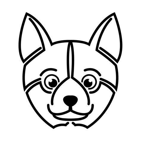 Black and white line art of shiba dog head. Good use for symbol, mascot ...