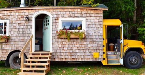 An Old Yellow School Bus Was Transformed Into A Charming Little Home