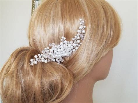 Pearl Bridal Hair Comb White Pearl Hair Piece Wedding Headpiece