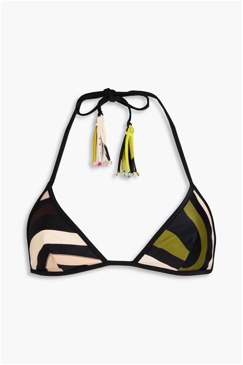 PUCCI Tasseled Printed Triangle Bikini Top THE OUTNET