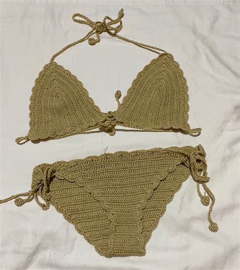 Nude Crochet Bikini Women S Fashion Swimwear Bikinis Swimsuits On Carousell