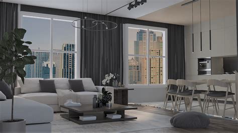 Living Room And Kitchen Behance