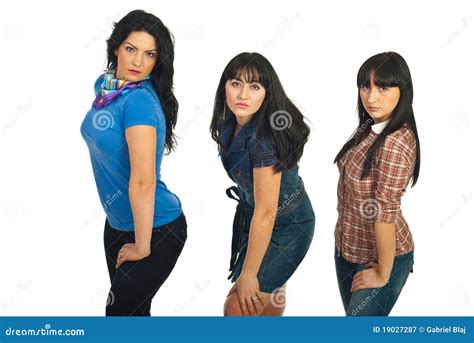 Beautiful Three Brunette Women Stock Image Image Of Persons Cute 19027287