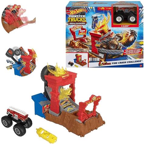 Hot Wheels Pista Carrinho Monster Truck Fire Crash Mattel Pistas De Brinquedo Magazine
