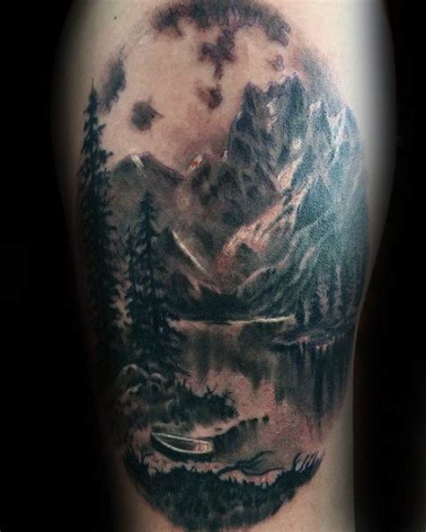 Lake Landscape Mens Thigh Tattoo Ideas Arm Tattoos For Guys Trendy