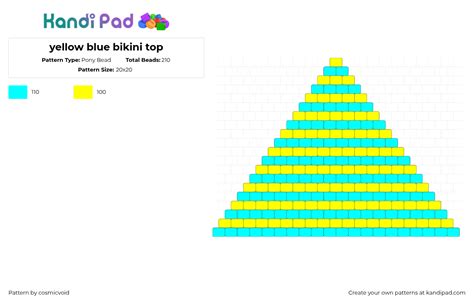 Yellow Blue Bikini Top Pony Bead Pattern Kandi Pad Kandi Patterns Fuse Bead Patterns Pony