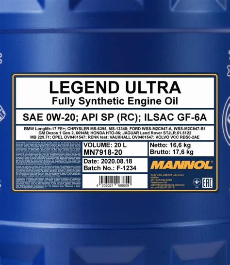 Mannol Legend Ultra 0W-20 20l ab € 62,73 (2025) | Preisvergleich ...