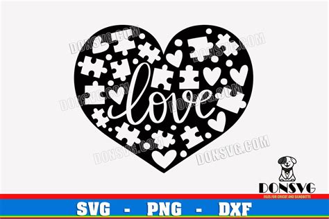 Autism Heart With Puzzle Pieces Inside Svg Files For Cricut Silhouette