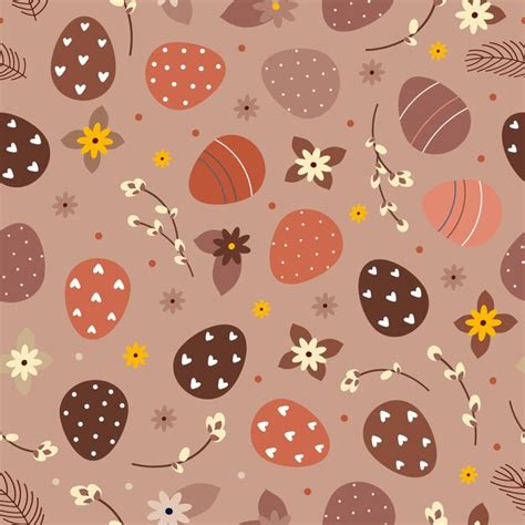 Premium Vector Pattern Of Easter Eggs And Flowers And Pussy Willow