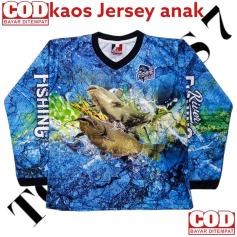 Kaos Jersey Lengan Panjang Anak Anak Motif Gambar Ikan Mancing Mania