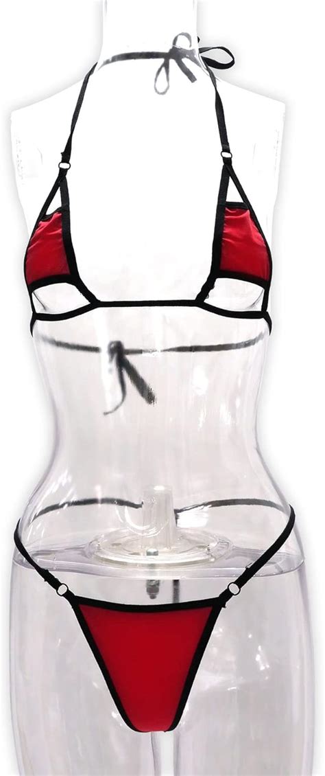 Amazon chu U chu Lingerie Collection マイクロビキニ Underboob C M レッド