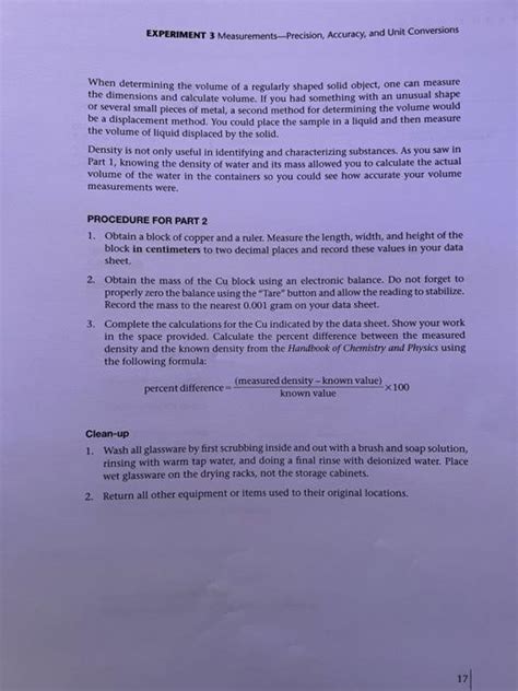 EXPERIMENT 3 Measurements --Precision, Accuracy, and | Chegg.com