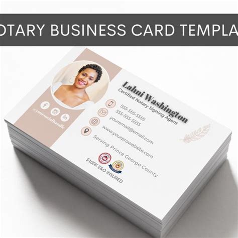 Notary Business Card Template Business Cards For Loan Signing Etsy