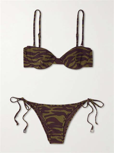 THE ATTICO Convertible Zebra Print Underwired Bikini NET A PORTER