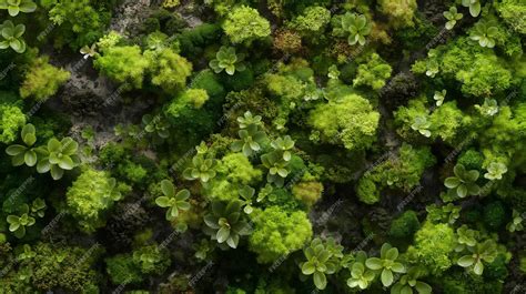 Premium Photo Lush Green Moss And Succulents Top View For Natural