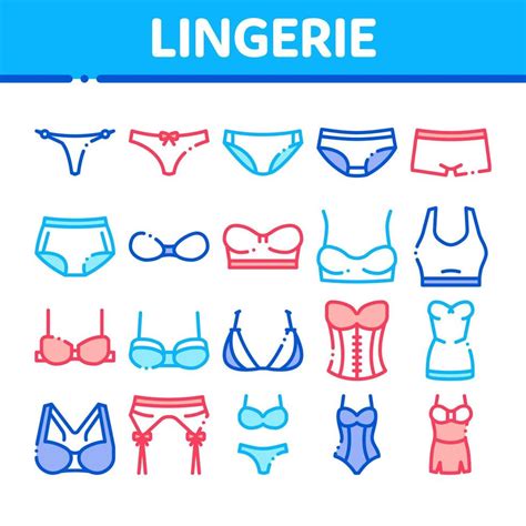Lingerie Bras Panties Collection Icons Set Vector Vector Art At Vecteezy