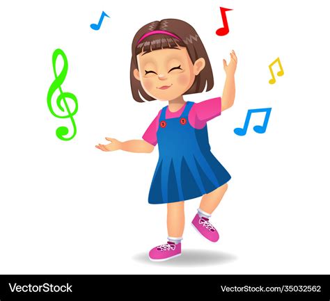 Cute girl kid dancing to music Royalty Free Vector Image