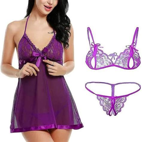 Buy Fashion Bones Plus Size Combo Lingerie Lace Babydoll Womens Strap Chemise Nightgown V Neck